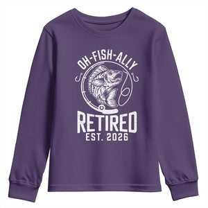 Officially Retired Est 2026 Fishing Youth Sweatshirt Funny Fishing Retirement Gift TS12 Purple Print Your Wear