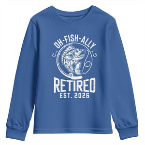 Officially Retired Est 2026 Fishing Youth Sweatshirt Funny Fishing Retirement Gift TS12 Royal Blue Print Your Wear