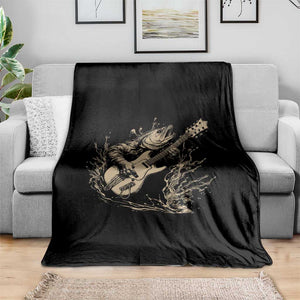 Vintage Trout Playing Guitar Throw Blanket Funny Fishing Musician Gift TS12 Print Your Wear