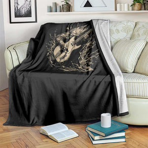 Vintage Trout Playing Guitar Throw Blanket Funny Fishing Musician Gift TS12 Print Your Wear