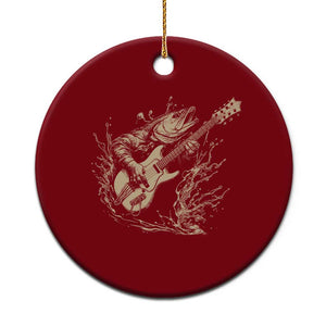 Vintage Trout Playing Guitar Ceramic Ornament Funny Fishing Musician Gift