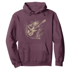Vintage Trout Playing Guitar Hoodie Funny Fishing Musician Gift TS12 Maroon Print Your Wear