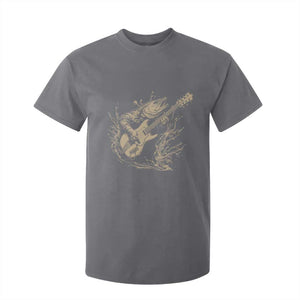 Vintage Trout Playing Guitar T Shirt For Kid Funny Fishing Musician Gift TS12 Charcoal Print Your Wear
