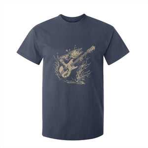 Vintage Trout Playing Guitar T Shirt For Kid Funny Fishing Musician Gift TS12 Navy Print Your Wear