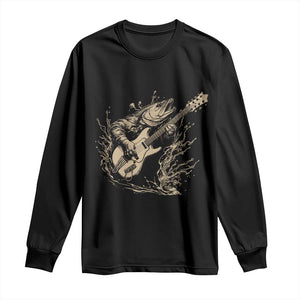 Vintage Trout Playing Guitar Long Sleeve Shirt Funny Fishing Musician Gift TS12 Black Print Your Wear