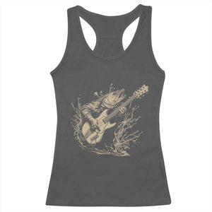 Vintage Trout Playing Guitar Racerback Tank Top Funny Fishing Musician Gift TS12 Dark Heather Print Your Wear