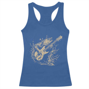 Vintage Trout Playing Guitar Racerback Tank Top Funny Fishing Musician Gift TS12 Royal Blue Print Your Wear