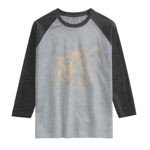 Vintage Trout Playing Guitar Raglan Shirt Funny Fishing Musician Gift TS12 Heather Gray Heather Charcoal Print Your Wear