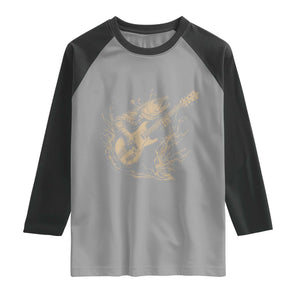 Vintage Trout Playing Guitar Raglan Shirt Funny Fishing Musician Gift TS12 Sport Gray Black Print Your Wear