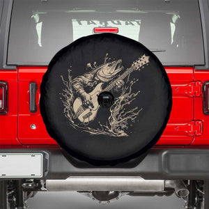 Vintage Trout Playing Guitar Spare Tire Cover Funny Fishing Musician Gift TS12 Black Print Your Wear