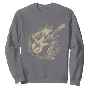 Vintage Trout Playing Guitar Sweatshirt Funny Fishing Musician Gift TS12 Charcoal Print Your Wear