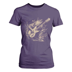 Vintage Trout Playing Guitar T Shirt For Women Funny Fishing Musician Gift TS12 Purple Print Your Wear
