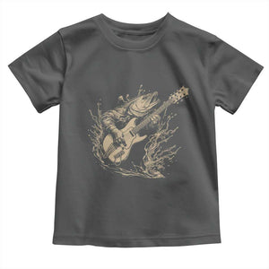 Vintage Trout Playing Guitar Toddler T Shirt Funny Fishing Musician Gift TS12 Dark Heather Print Your Wear