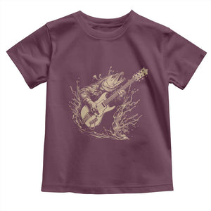Vintage Trout Playing Guitar Toddler T Shirt Funny Fishing Musician Gift TS12 Maroon Print Your Wear