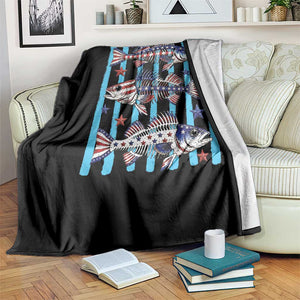Patriotic Striped Bass Fishing Skeleton Throw Blanket USA Flag Angler Gift TS12 Print Your Wear