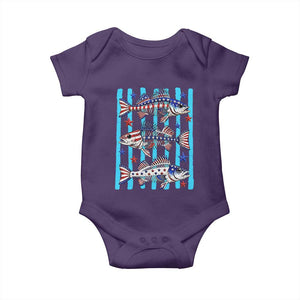 Patriotic Striped Bass Fishing Skeleton Baby Onesie USA Flag Angler Gift TS12 Purple Print Your Wear