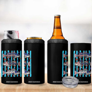 Patriotic Striped Bass Fishing Skeleton 4 in 1 Can Cooler Tumbler USA Flag Angler Gift TS12 Print Your Wear