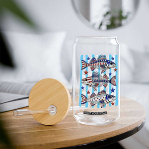 Patriotic Striped Bass Fishing Skeleton Glass Can USA Flag Angler Gift TS12 Print Your Wear
