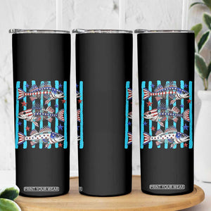 Patriotic Striped Bass Fishing Skeleton Skinny Tumbler USA Flag Angler Gift TS12 Print Your Wear