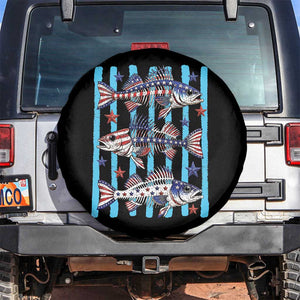 Patriotic Striped Bass Fishing Skeleton Spare Tire Cover USA Flag Angler Gift TS12 No hole Black Print Your Wear