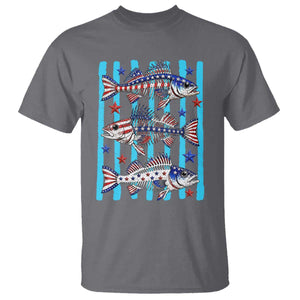 Patriotic Striped Bass Fishing Skeleton T Shirt USA Flag Angler Gift TS12 Charcoal Print Your Wear