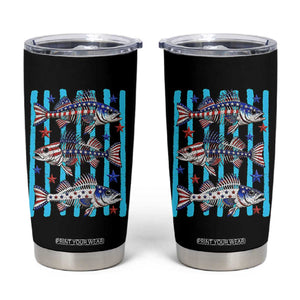 Patriotic Striped Bass Fishing Skeleton Tumbler Cup USA Flag Angler Gift TS12 Black Print Your Wear