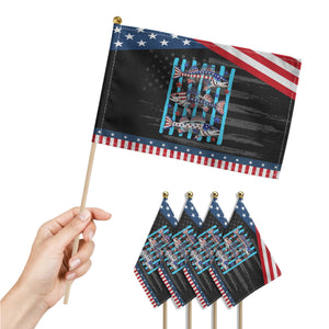 Striped Bass Fishing Skeleton Patriotic Handheld Flag USA Flag Angler Gift TS12 Print Your Wear