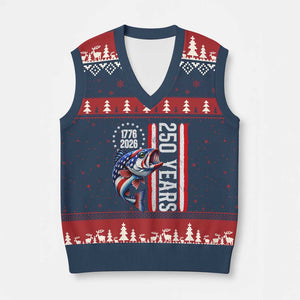Vintage USA 250th Anniversary Bass Fishing Patriotic Gift V-Neck Knit Sweater Vest TS12 Navy Red Print Your Wear