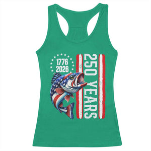 Vintage USA 250th Anniversary Bass Fishing Patriotic Gift Racerback Tank Top TS12 Irish Green Print Your Wear