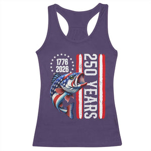 Vintage USA 250th Anniversary Bass Fishing Patriotic Gift Racerback Tank Top TS12 Purple Print Your Wear