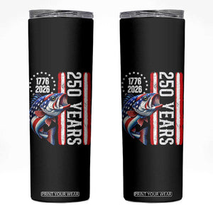 Vintage USA 250th Anniversary Bass Fishing Patriotic Gift Skinny Tumbler TS12 Black Print Your Wear
