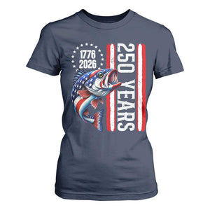 Vintage USA 250th Anniversary Bass Fishing Patriotic Gift T Shirt For Women TS12 Navy Print Your Wear