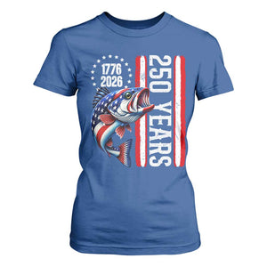 Vintage USA 250th Anniversary Bass Fishing Patriotic Gift T Shirt For Women TS12 Royal Blue Print Your Wear
