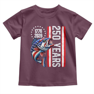 Vintage USA 250th Anniversary Bass Fishing Patriotic Gift Toddler T Shirt TS12 Maroon Print Your Wear