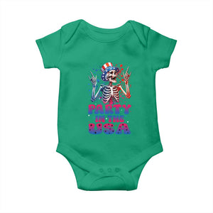 Funny Party In The USA Skeleton Rock Hand Baby Onesie 4th Of July Rocker Gift TS12 Irish Green Print Your Wear