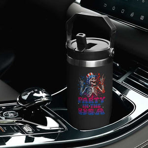 Funny Party In The USA Skeleton Rock Hand Flip Straw Tumbler 4th Of July Rocker Gift TS12 Print Your Wear