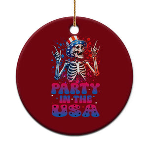 Funny Party In The USA Skeleton Rock Hand Ceramic Ornament 4th Of July Rocker Gift TS12 1pc Red Print Your Wear
