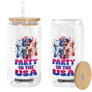 Funny Party In The USA Skeleton Rock Hand Glass Can 4th Of July Rocker Gift TS12 Print Your Wear
