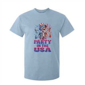 Funny Party In The USA Skeleton Rock Hand T Shirt For Kid 4th Of July Rocker Gift TS12 Light Blue Print Your Wear