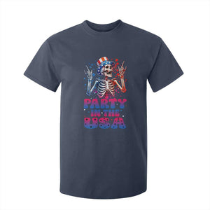 Funny Party In The USA Skeleton Rock Hand T Shirt For Kid 4th Of July Rocker Gift TS12 Navy Print Your Wear