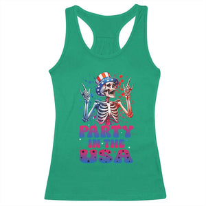 Funny Party In The USA Skeleton Rock Hand Racerback Tank Top 4th Of July Rocker Gift TS12 Irish Green Print Your Wear