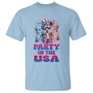 Funny Party In The USA Skeleton Rock Hand T Shirt 4th Of July Rocker Gift TS12 Light Blue Print Your Wear