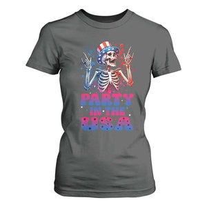 Funny Party In The USA Skeleton Rock Hand T Shirt For Women 4th Of July Rocker Gift TS12 Dark Heather Print Your Wear