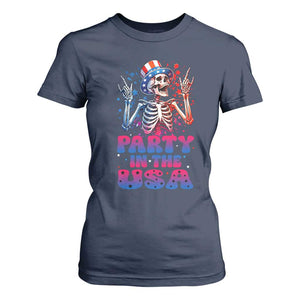 Funny Party In The USA Skeleton Rock Hand T Shirt For Women 4th Of July Rocker Gift TS12 Navy Print Your Wear
