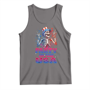 Funny Party In The USA Skeleton Rock Hand Tank Top 4th Of July Rocker Gift TS12 Deep Heather Print Your Wear