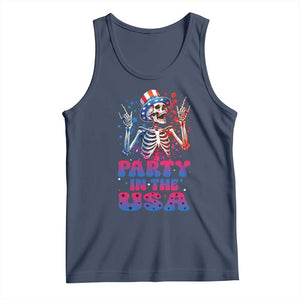 Funny Party In The USA Skeleton Rock Hand Tank Top 4th Of July Rocker Gift TS12 Navy Print Your Wear