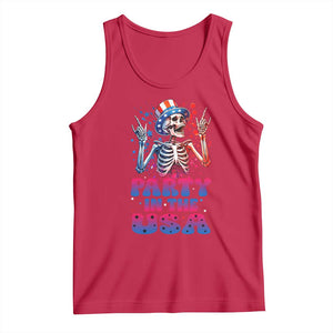 Funny Party In The USA Skeleton Rock Hand Tank Top 4th Of July Rocker Gift TS12 Red Print Your Wear