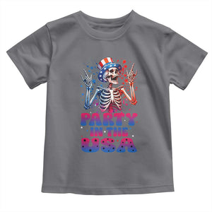 Funny Party In The USA Skeleton Rock Hand Toddler T Shirt 4th Of July Rocker Gift TS12 Charcoal Print Your Wear