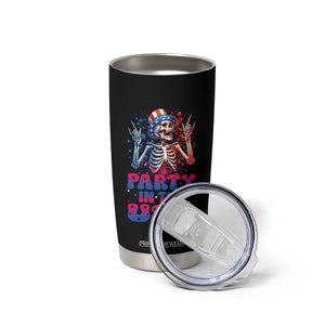 Funny Party In The USA Skeleton Rock Hand Tumbler Cup 4th Of July Rocker Gift