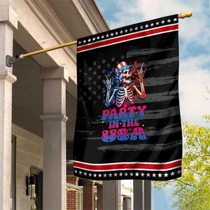 Funny Party In The USA Skeleton Rock Hand Patriotic Garden Flag 4th Of July Rocker Gift TS12 Distressed Black Red Print Your Wear